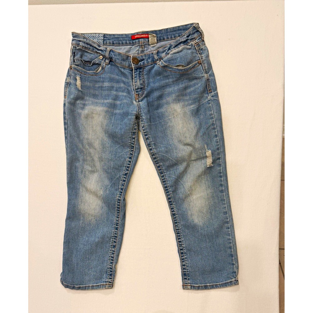 UNIONBAY Women's Slim Straight Jeans Blue Light Wash Stretch 5-Pocket Size 13